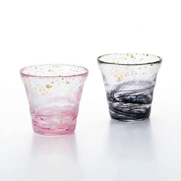 Tsugaru Handblown Old Fashioned Glasses Set - Cherry Blossom/Fog