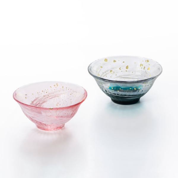 Tsugaru Handblown Sakuzuki Sake Glass Set - Cherry Blossom Mist / Early Summer
