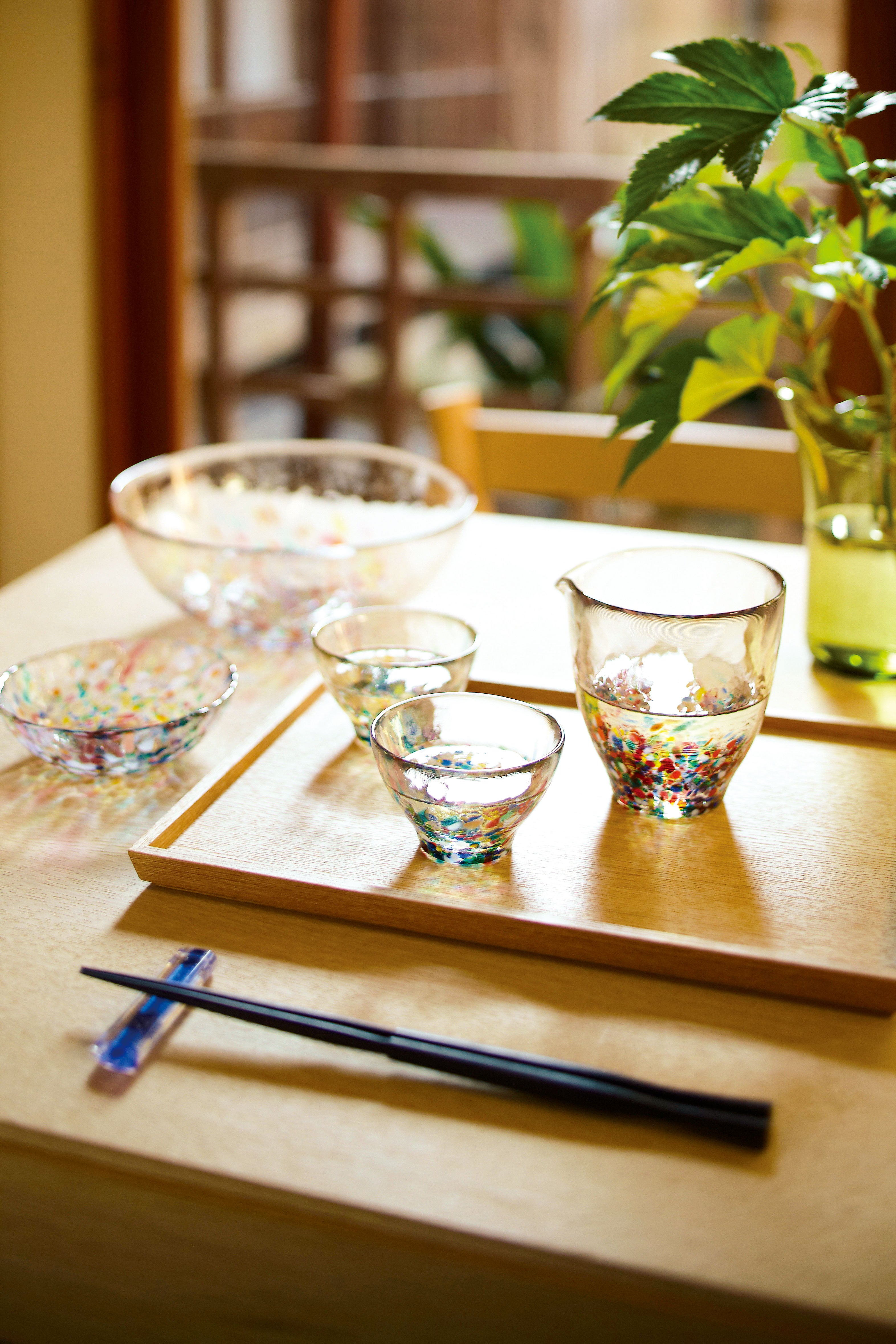 Tsugaru Handblown Sake Cup + Carafe Set - Nebuta Festival